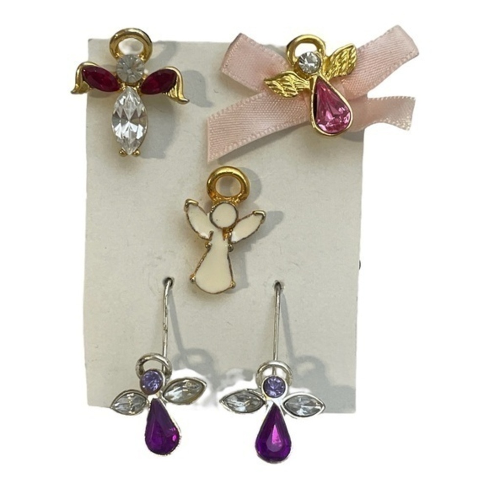 3 Guardian Angel Pins Lapel Hat 1 pr Angel Dangle Earrings
